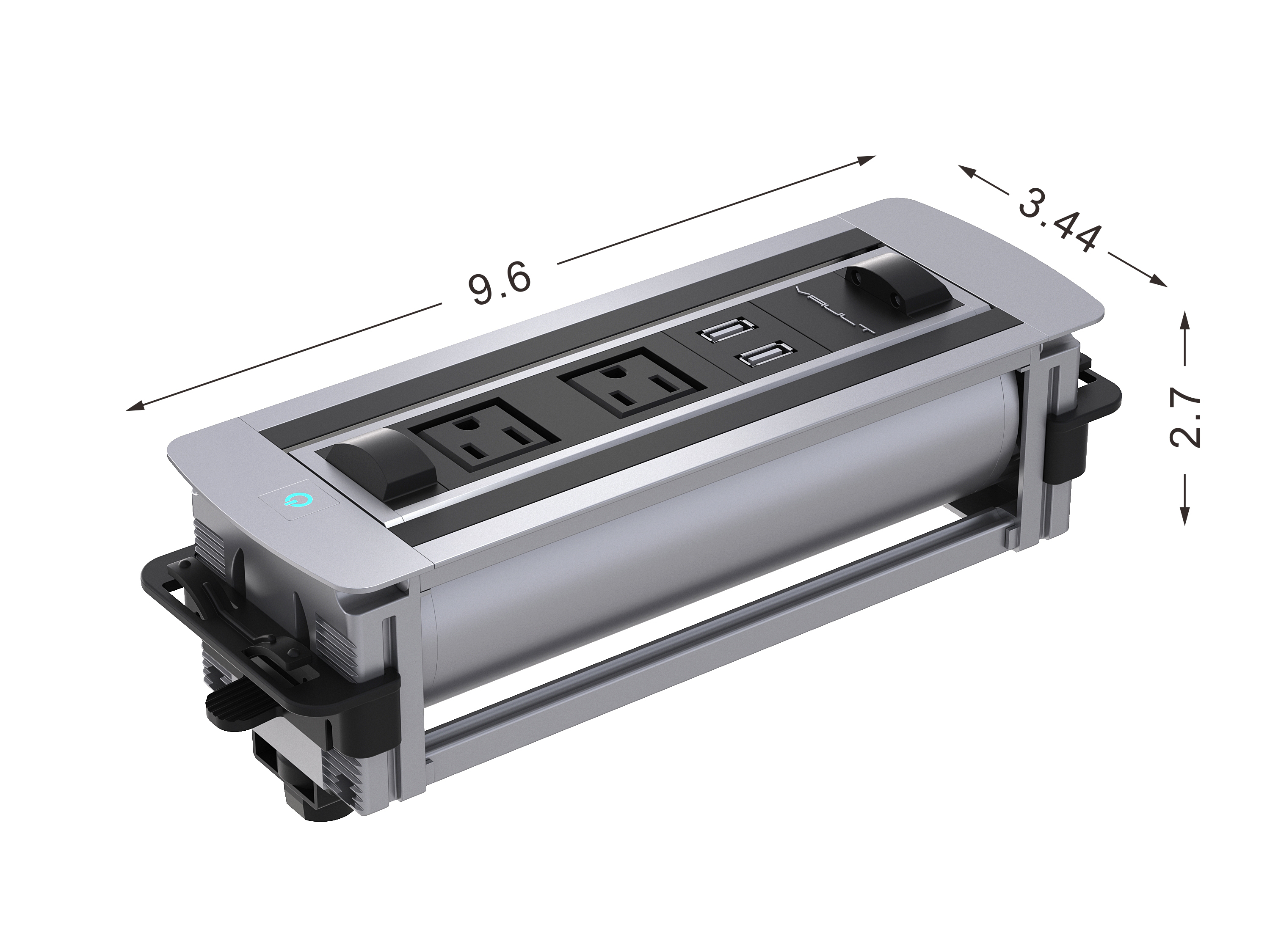 HOS-01 compact in-desk power Vault, view 3