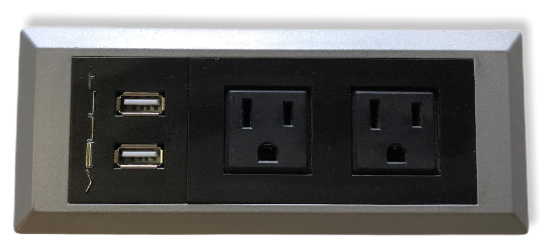 SAT static in-desk power Vault — dimensioned specification drawing