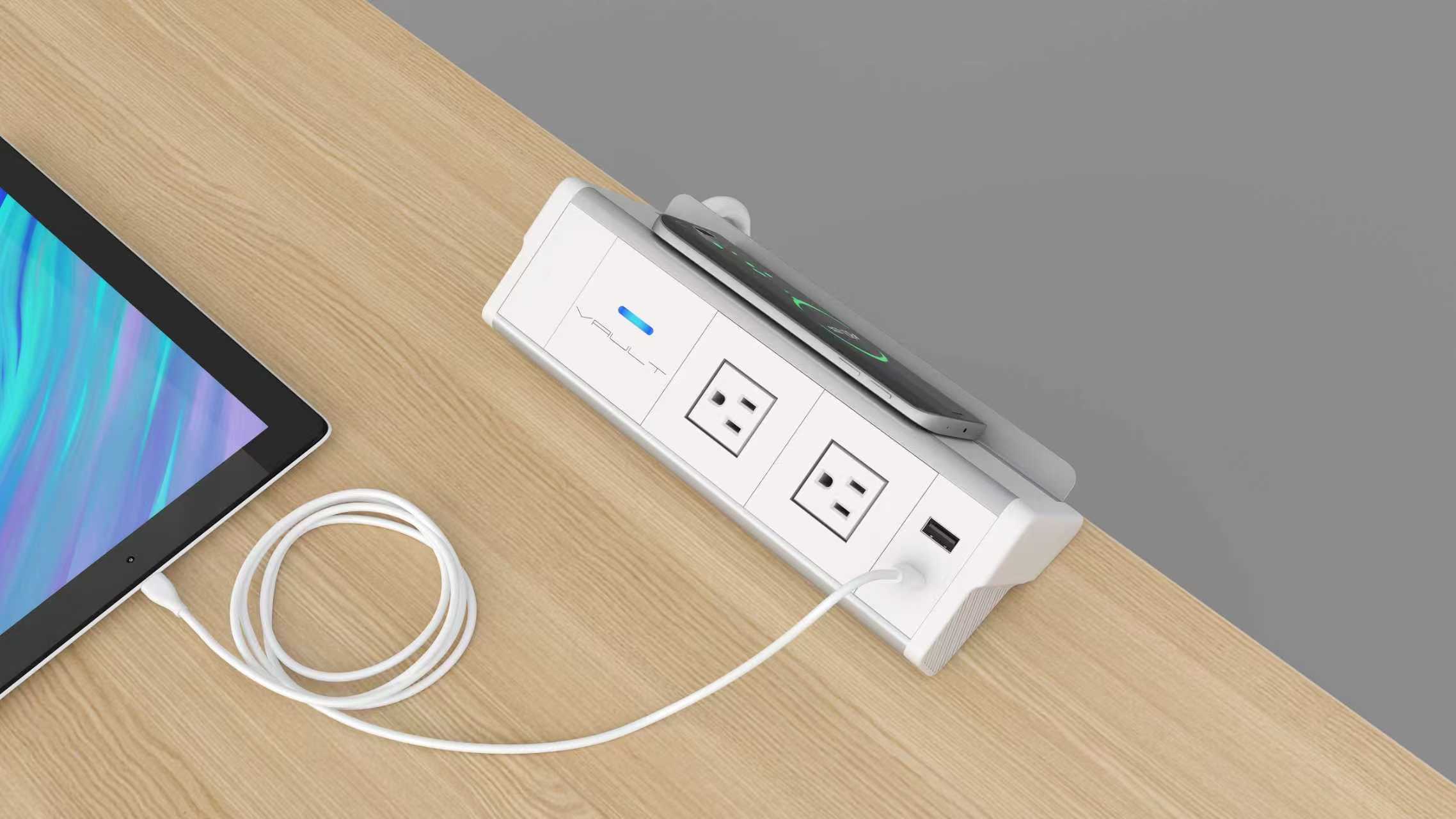 Z25 under-desk power and charging hub, view 3