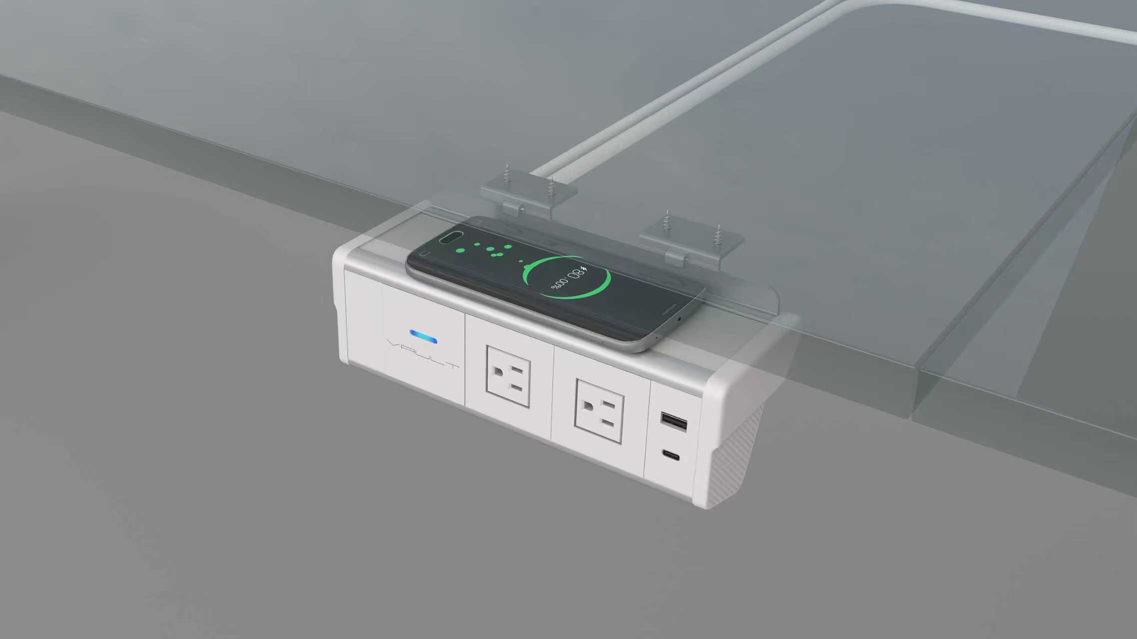 Z25 under-desk power and charging hub, view 4